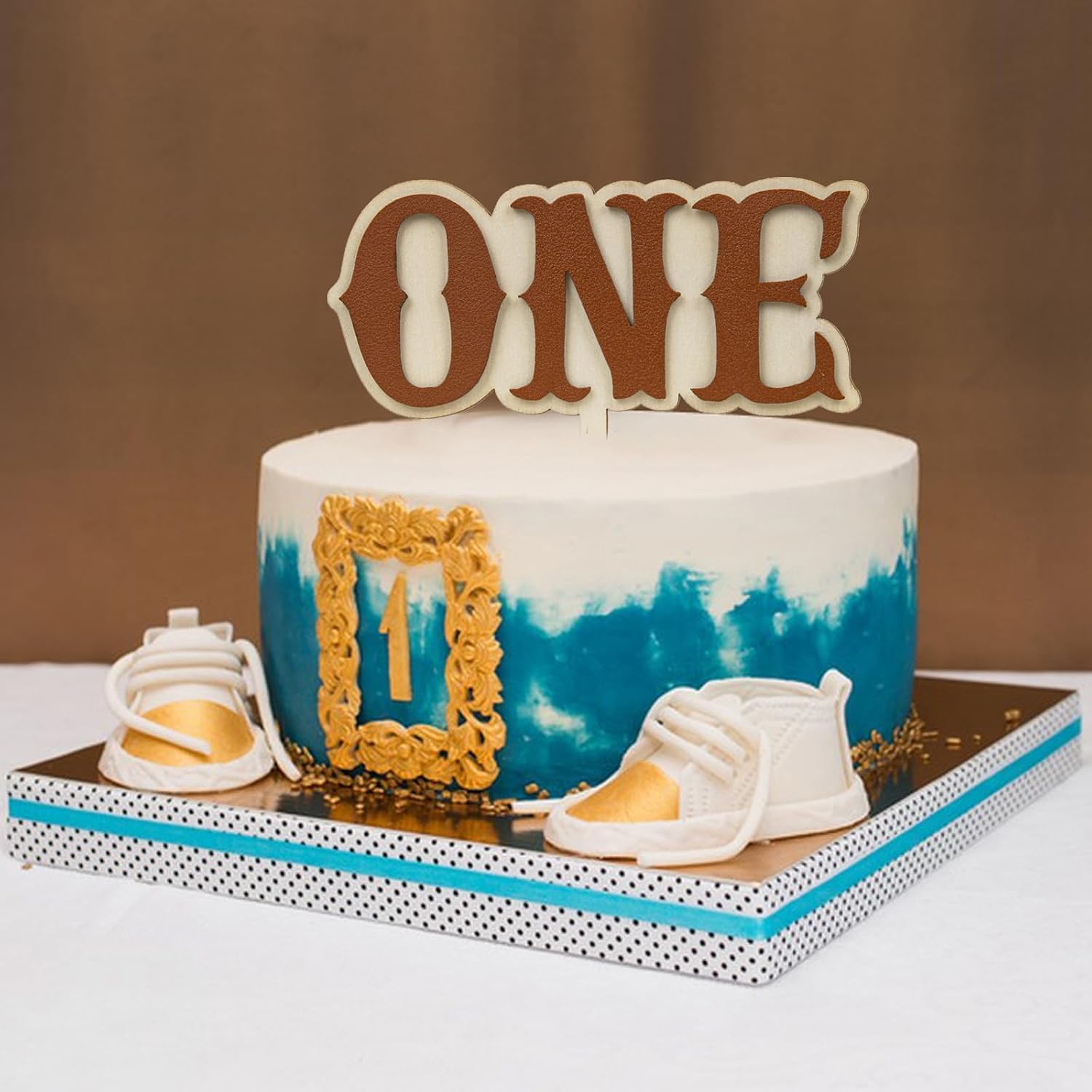 My 1st Rodeo Cake Topper, Western Cowboy One Cake Topper For 1st Birthday, Wood One Smash Cake Tooper, Little Cowboy Theme Party Cake Decorations, Happy First Birthday Party Supplies